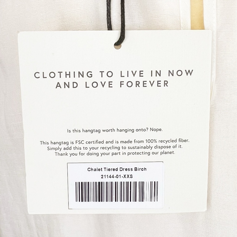 Tradlands Chalet Tiered Dress In Birch (Off-White) Xxs Linen Tercel New Nwt — image 7 of 8